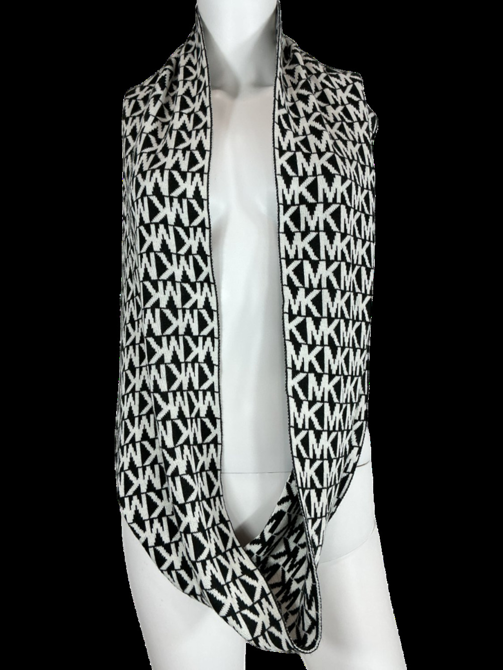 Michael Kors Graphic Black And White Monogram Scarf